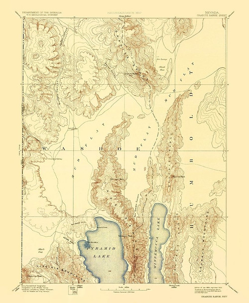 Granite Range Nevada Sheet - USGS 1894 Poster Print by USGS USGS # NVGR0001