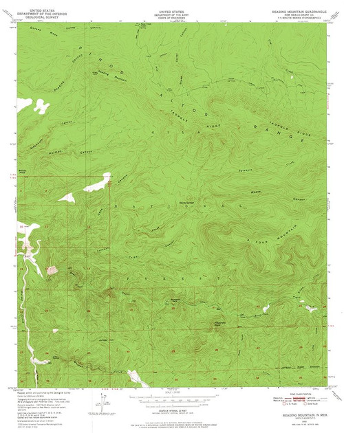 Reading Mountain New Mexico Quad - USGS 1950 Poster Print by USGS USGS # NMRM0001