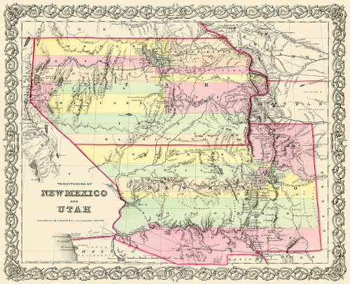 New Mexico, Utah Territories - Colton 1856 Poster Print by Colton Colton # NMZZ0001