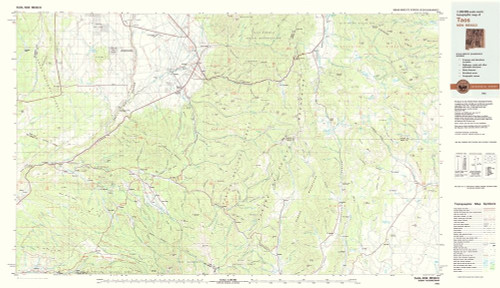 Taos New Mexico Quad - USGS 1983 Poster Print by USGS USGS # NMTA0001