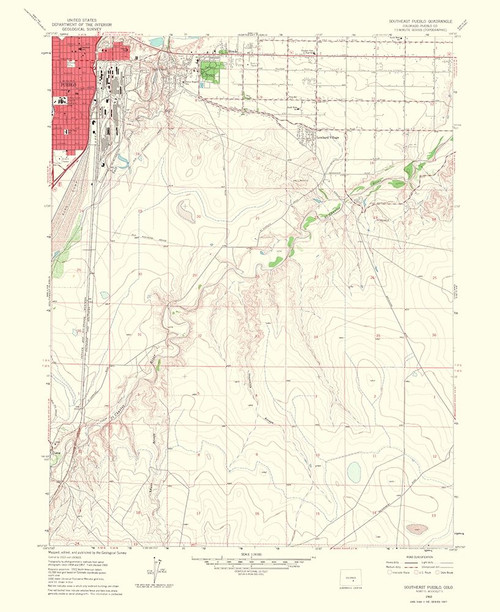 East Pueblo Southeast Colorado Quad - USGS 1960 Poster Print by USGS USGS # NMPU0001
