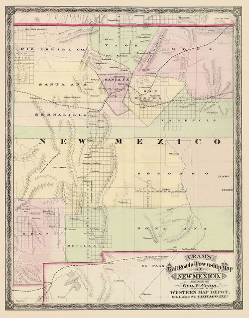 New Mexico Territory - Cram 1875 Poster Print by Cram Cram # NMZZ0003
