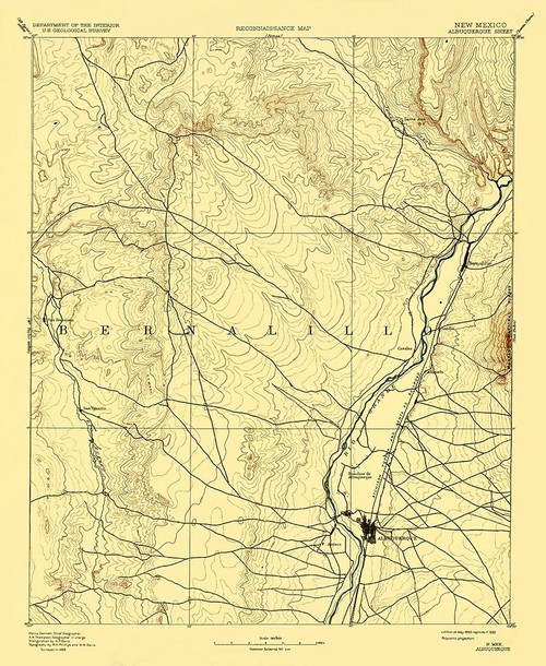 Albuquerque New Mexico Sheet - USGS 1888 Poster Print by USGS USGS # NMAL0001