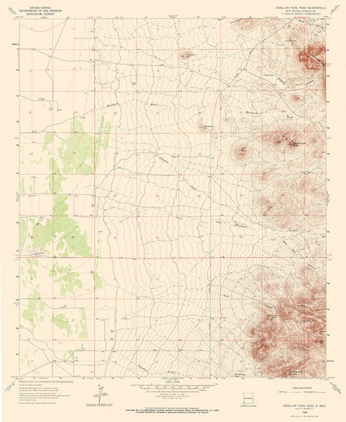 Swallow Fork Peak New Mexico Quad - USGS 1965 Poster Print by USGS USGS # NMSF0005