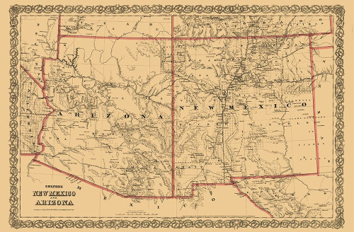 New Mexico, Arizona - Colton 1873 Poster Print by Colton Colton # NMZZ0036