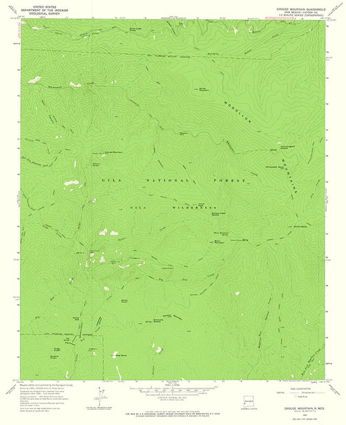 Grouse Mountain New Mexico Quad - USGS 1965 Poster Print by USGS USGS # NMGM0001