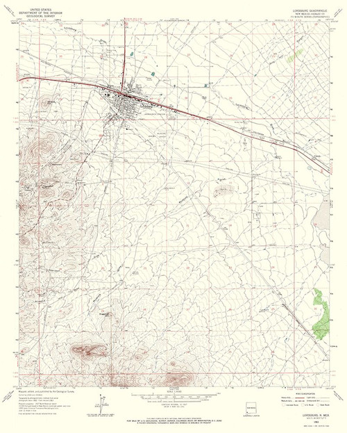 Lordsburg New Mexico Quad - USGS 1963 Poster Print by USGS USGS # NMLO0001