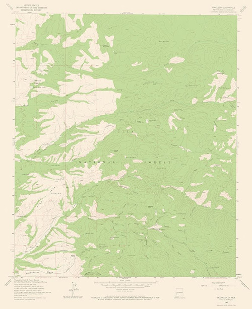 Mogollon New Mexico Quad - USGS 1963 Poster Print by USGS USGS # NMMO0001