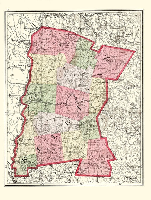 Sullivan New Hampshire - Walling 1877 Poster Print by Walling Walling # NHSU0001