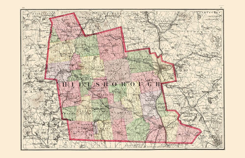 Hillsborough New Hampshire - Walling 1877 Poster Print by Walling Walling # NHHI0001