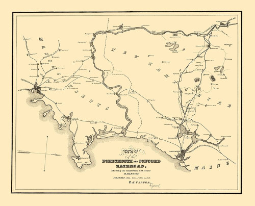 Portsmouth and Concord Railroad - Carter 1845 Poster Print by Carter Carter # NHPO0002