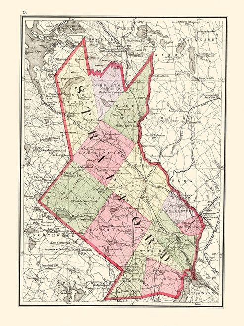 Strafford New Hampshire - Walling 1877 Poster Print by Walling Walling # NHST0001