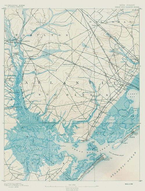 Great Egg Harbor New Jersey Quad - USGS 1890 Poster Print by USGS USGS # NJGR0001