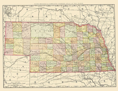 Nebraska - Rand McNally 1897 Poster Print by Rand McNally Rand McNally # NEZZ0013 Nebraska - Rand McNally 1897 Poster Print by Rand McNally Rand McNally # NEZZ0013