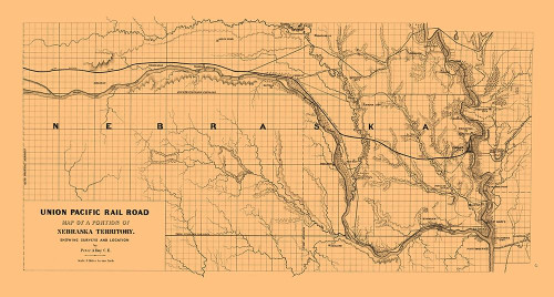 Union Pacific Railroad, Nebraska Territory 1865 Poster Print by Dey Dey # NEZZ0021