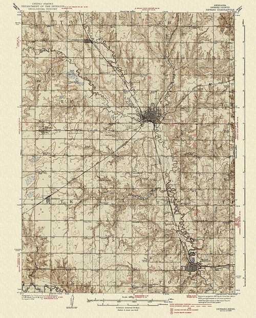 Seward Nebraska Quad - USGS 1939 Poster Print by USGS USGS # NESE0001