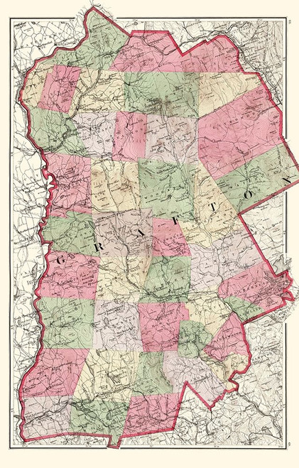 Grafton New Hampshire - Walling 1877 Poster Print by Walling Walling # NHGR0001