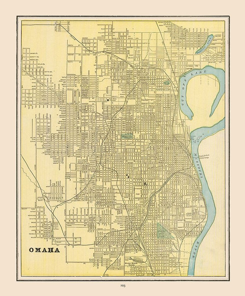 Omaha  Nebraska - Cram 1892 Poster Print by Cram Cram # NEOM0005