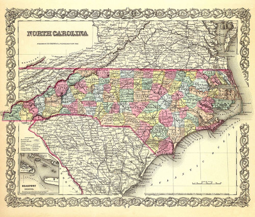 North Carolina - Colton 1856 Poster Print by Colton Colton # NCZZ0006