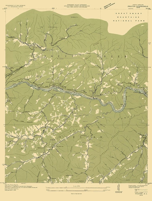 Proctor North Carolina Quad - USGS 1935 Poster Print by USGS USGS # NCPR0001