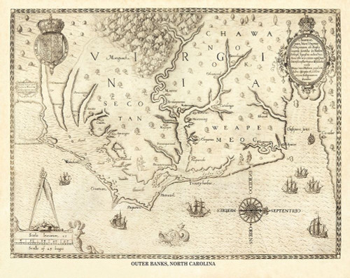 Outer Banks North Carolina, Virginia - 1590 Poster Print by Unknown Unknown # NCOU0001