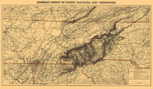 North Carolina, Tennessee Mountain Region 1865 Poster Print by Nicholson Nicholson # NCMO0001