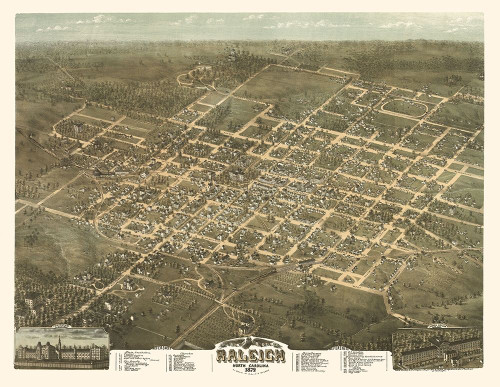 Raleigh North Carolina - Drie 1872 Poster Print by Drie Drie # NCRA0001