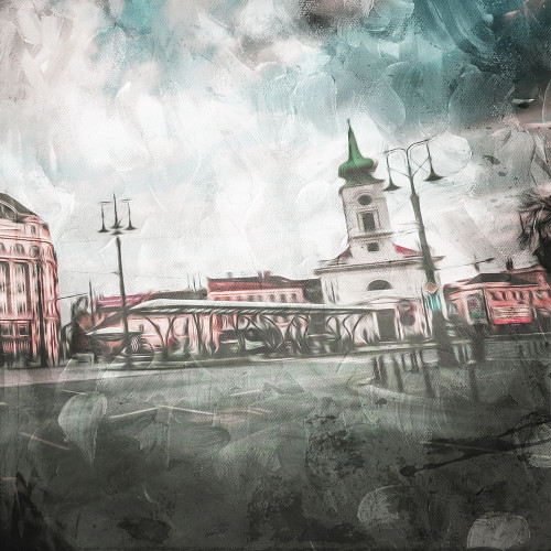 Budapest Streets Mate Poster Print by Mlli Villa # MVSQ452B