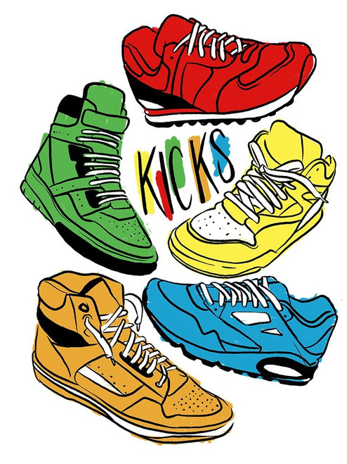 Retro Kicks Colored Poster Print by Milli Villa # MVRC641B