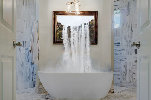 Waterfall In The Bath Poster Print by Mlli Villa # MVRC471A