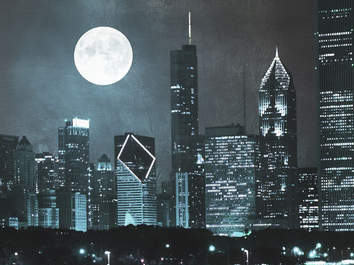 Moonlit Chicago 2 Poster Print by Marcus Prime # MPRC209A2