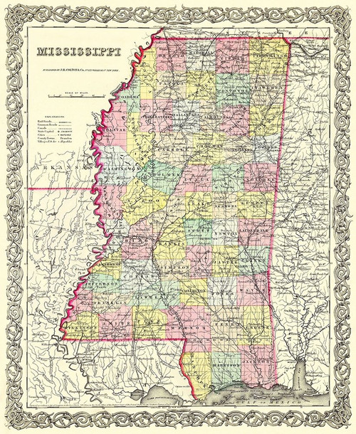 Mississippi - Colton 1855 Poster Print by Colton Colton # MSZZ0002