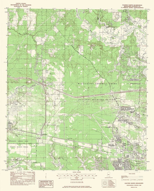 North Gautier Mississippi Quad - USGS 1982 Poster Print by USGS USGS # MSGA0001