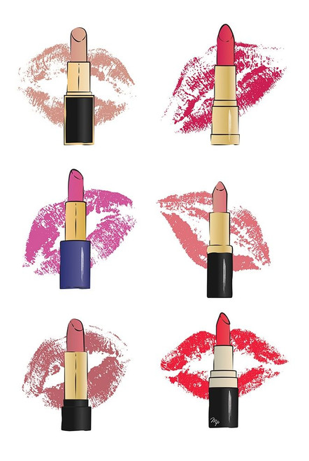 Lipsticks and Lips Poster Print by Martina Pavlova # MPA117148