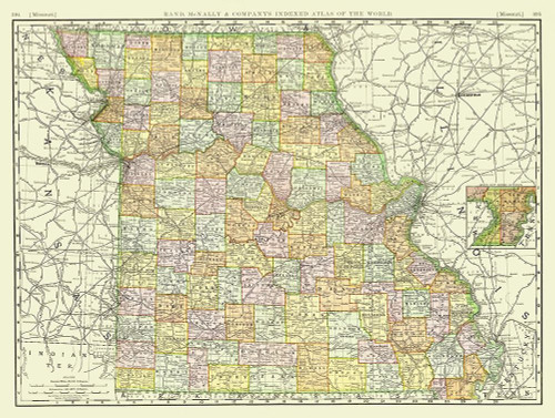 Missouri - Rand McNally 1897 Poster Print by Rand McNally Rand McNally # MOZZ0016 Missouri - Rand McNally 1897 Poster Print by Rand McNally Rand McNally # MOZZ0016