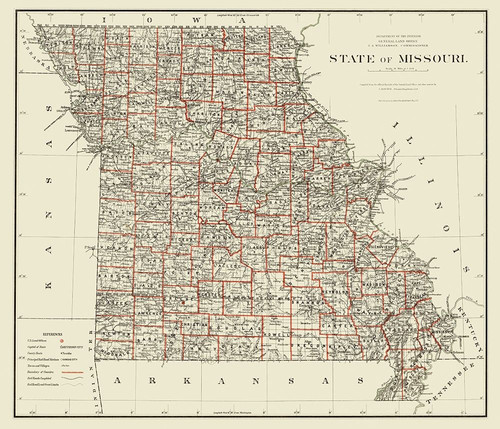 Missouri - USGLO 1878 Poster Print by USGLO USGLO # MOZZ0020