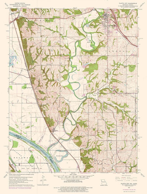 Platte City Missouri Quad - USGS 1961 Poster Print by USGS USGS # MOPC0001