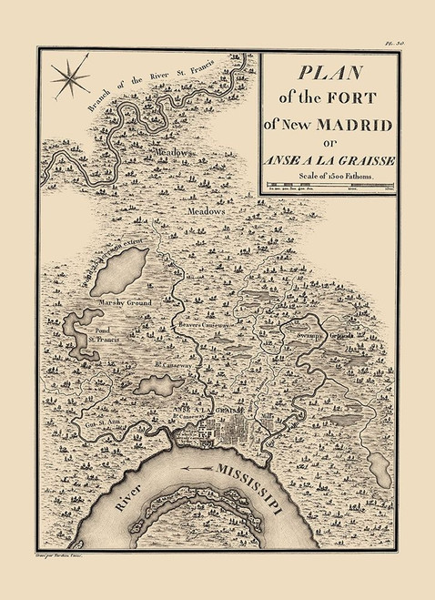 New Madrid Missouri - Collot 1796 Poster Print by Collot Collot # MONE0002
