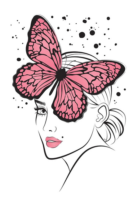 Lady Butterfly Pink Poster Print by Martina Pavlova # MPA117260