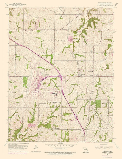 Ferrelview Missouri Quad - USGS 1961 Poster Print by USGS USGS # MOFE0001