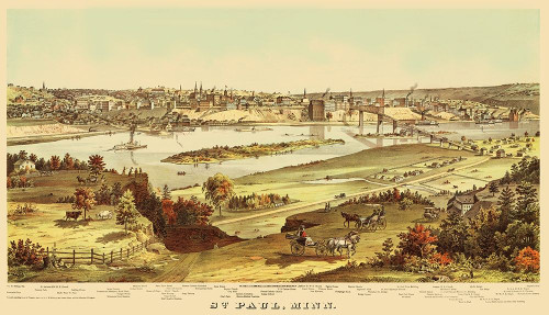 St Paul Minnesota - Shober 1874 Poster Print by Shober Shober # MNST0005