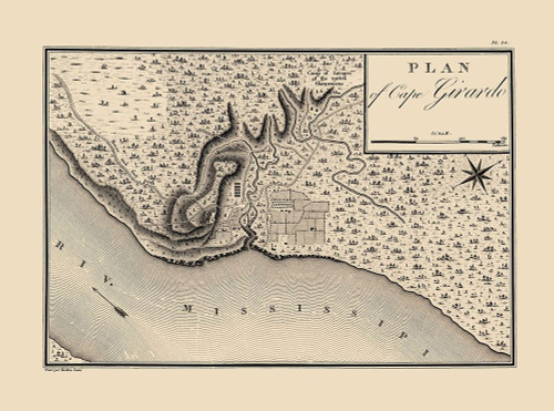 Cape Girardeau, Cape Girardo Missouri - Collot Poster Print by Collot Collot # MOCA0003