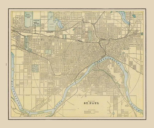St Paul  Minnesota - Cram 1892 Poster Print by Cram Cram # MNSP0002