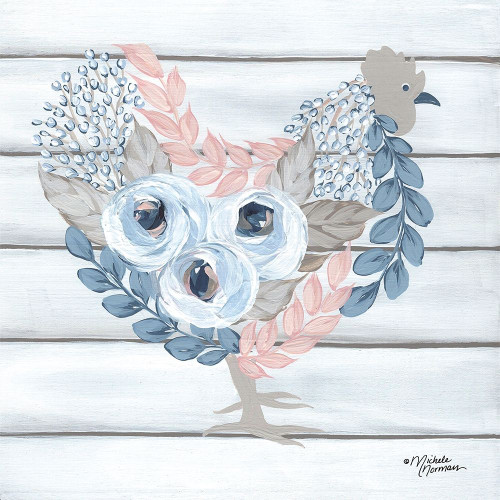 Blue and Blush Hen Poster Print by Michele Norman # MN246