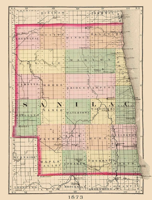 Sanilac Michigan - Walling 1873 Poster Print by Walling Walling # MISA0002