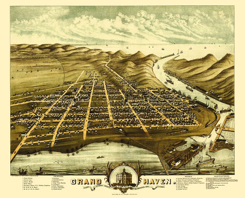 Grand Haven Michigan - Shober 1874 Poster Print by Shober Shober # MIGR0003