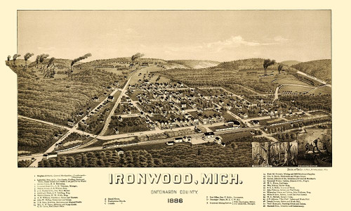 Ironwood Michigan - Beck 1886 Poster Print by Beck Beck # MIIR0001