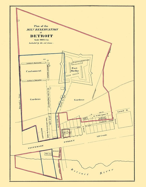 Detroit Michigan Military Reservation Plan 1860 Poster Print by Bowen Bowen # MIDE0010
