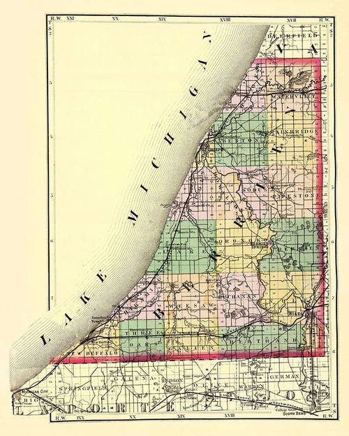 Berrien Michigan - Walling 1873 Poster Print by Walling Walling # MIBE0002