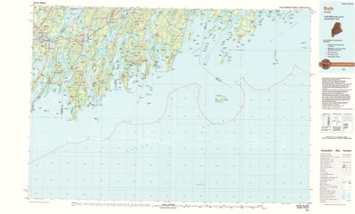 Bath Maine Quad - USGS 1985 Poster Print by USGS USGS # MEBA0005